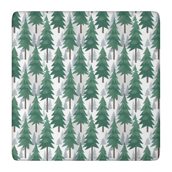 Green Christmas Tree Pattern Square Fitted Tablecloth with Elastic Edge,Square Table Cover,Washable Elastic Table Cover for Home Kitchen Party Decor 36"x36"