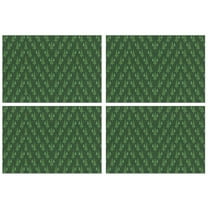 Green Christmas Tree Pattern Summer Placemats Table Placemats Set Of 4-Linen Kitchen Washable Placemats Table Mats 11.8"x17.7" Non-Slip Heat Resistant