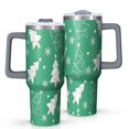 thumbnail image 1 of Green Christmas Tree Pattern Tumbler with Handle and Lid,40oz Double Wall Vacuum Insulated Tumbler,Cups Gift for Women and Men, 1 of 7