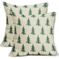 thumbnail image 1 of Green Christmas Tree Pillow Covers 20x20 Set of 2 Xmas Rustic Style Winter Print Decorative Outdoor Pillowcases Farmhouse Vintage Holiday Decorations Throw Cushion Case Decor for Couch Sofa Bed, 1 of 6