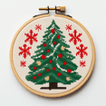 thumbnail image 1 of Green Christmas Tree Red DIY Stamped Cross Stitch Kits for Beginners Easy with Hoop 11CT Needlepoint Embroidery Counted Cross Stitch Kits Art Craft Wall Decoration 30x30cm(2), 1 of 7