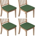 thumbnail image 1 of Green Christmas Tree Seat Covers for Dining Room Chairs Set Of 4,Stretch Printed Washable Chair Seat Cover with Elastic Ties and Button,Removable Waterproof Couch Cushion Covers, 1 of 6