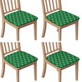 thumbnail image 1 of Green Christmas Tree Seat Covers for Dining Room Chairs Set Of 4,Stretch Printed Washable Chair Seat Cover with Elastic Ties and Button,Removable Waterproof Couch Cushion Covers, 1 of 6