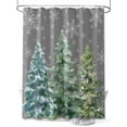 thumbnail image 1 of Green Christmas Tree Shower Curtain Set ，Waterproof Fabric Shower Curtains Xmas Pine Trees Winter Snowflakes Grey Shower Curtains for Bathroom,Bathroom Decor 54x"78", 1 of 6