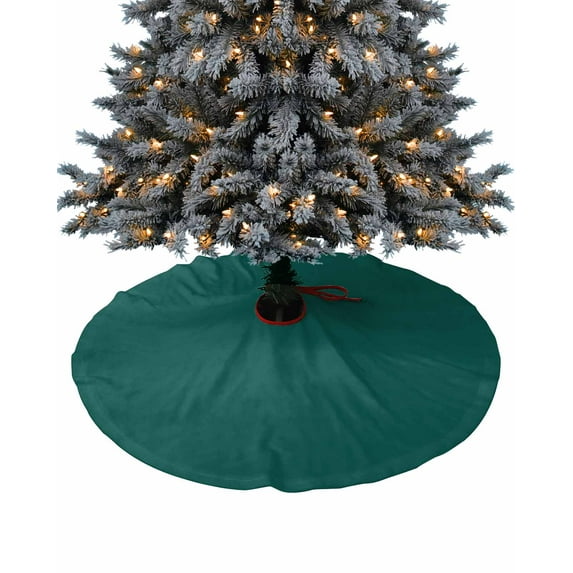 Green Christmas Tree Skirt 36 Inches Large Christmas Skirt Tree, Pure Emerald Green Solid Color Simple Minimalism Art Tree Skirt Christmas Decorations for Fireplace Party Holidays Indoor Outdoor
