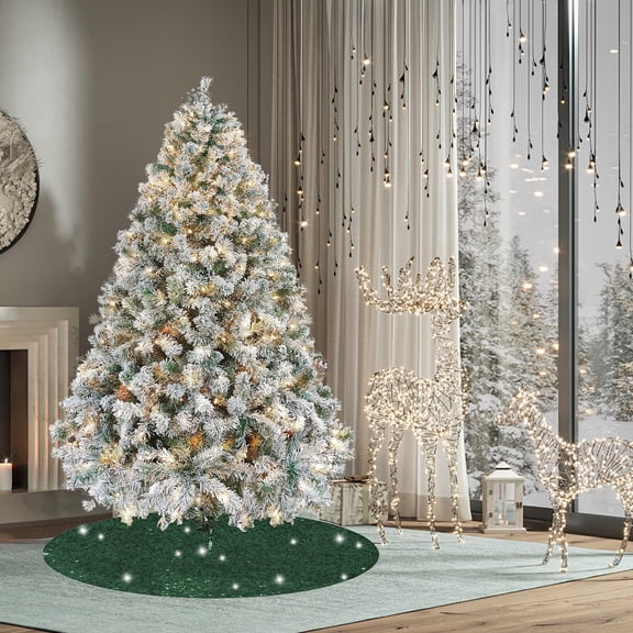 Green Christmas Tree Skirt, CXALSSY 24 inches Round Christmas Tree Skirt for XMAS Party Christmas Tree Decoration