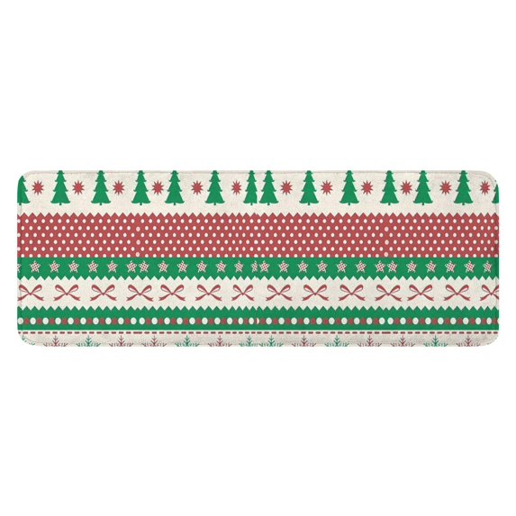 Green Christmas Tree and Snowflake Pattern Kitchen Rug Mat,Kitchen Runner Rugs Non Skid Washable,Decorative Kitchen Floor Mats for Kitchen,Sink,Laundry,17"x47.2"