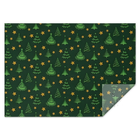 Green Christmas Tree and Star Pattern Rectangle Tablecloth 60"x84",Waterproof Polyester Rectangle Table Cloth, Wipeable Spillproof Polyester Tablecloth for Dining, Camping, Indoor and Outdoor
