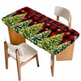 thumbnail image 1 of Green Christmas Tree Table Cloths for 4 Foot Rectangle Tables, Xmas Tree Snowflake Winter Red Plaid Patio Waterproof Elastic Fitted Tablecloths, Washable Rectangular Table Cover for Camping, 1 of 8