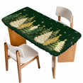 thumbnail image 1 of Green Christmas Tree Table Cloths for 5 Foot Rectangle Tables, Xmas Tree Winter Snowflake Patio Waterproof Elastic Fitted Tablecloths, Washable Rectangular Table Cover for Camping, 1 of 8