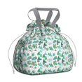 thumbnail image 1 of Green Christmas Tree and Text Pattern Drawstring Lunch Bag Women - Drawstring Lunch Bag Insulated for Work Office - Stain-Resistant Large Lunchbags for Women with Multi-Pockets, 1 of 6