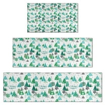 Green Christmas Tree and Text Pattern Kitchen Rugs Sets Of 3,Kitchen Runner Rugs Non Skid Washable,Decorative Kitchen Floor Mats for Kitchen,Sink,Laundry,17"x30"  17"x47"   17"x59"