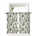 thumbnail image 1 of Green Christmas Tree Tier Curtains 45 Inch Length,Sheer Curtains for Bedroom Living Room Window Watercolor Xmas Tree Rustic Rod Pocket Drapes Kitchen Curtains Small Half Window 27.5"x45" 2 Panels, 1 of 7