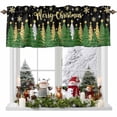 thumbnail image 1 of Green Christmas Tree Valances for Windows, 42 x 18in, Merry Christmas Gold Snow Pine Tree Black Rod Pocket Kitchen Valance Curtain Light Filtering Window Treatments for Living Room Bedroom, 1 Panel, 1 of 7