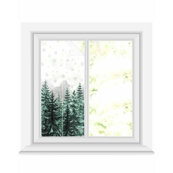 Green Christmas Tree Window Privacy Film Stained Glass Window Film Decorative Windows Cover Static Windows Cling for Glass Door Xmas Snowflake Forest Stickers for Bathroom 17.7"x39.3"