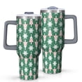 thumbnail image 1 of Green Christmas Tree and Snowflake Pattern Tumbler with Handle and Lid,40oz Double Wall Vacuum Insulated Tumbler,Cups Gift for Women and Men, 1 of 7