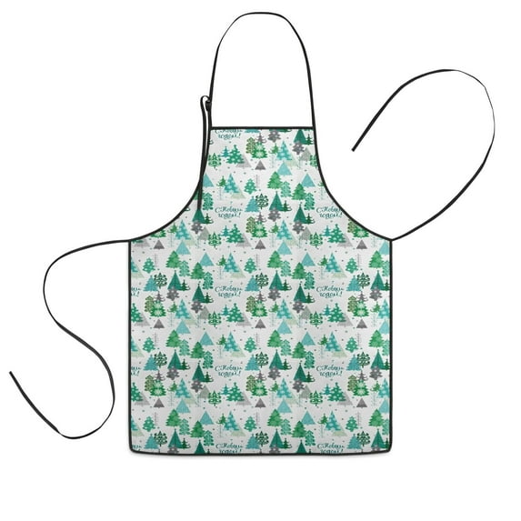 Green Christmas Tree and Text Pattern Kids Aprons for Girls and Boys,Adjustable Neck Strap Toddler Aprons for Kids Cooking Baking