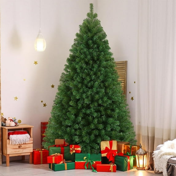 Green Christmas Trees, 8FT Artificial Xmas Trees with 1138 Tips Branches, Home Holiday Decoration Trees for Indoor Outdoor