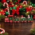 thumbnail image 1 of Green Christmas Wooden Mini Train Tabletop Ornament, 4-Car Connected Train Decor with Snowman Bear Figurines for Xmas Home Mantel & Table Decor, 1 of 6
