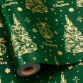thumbnail image 1 of Green Christmas Wrapping Paper, Green Trees Wrapping Paper, Elegant Christmas Tree With Gold Foil Design Winter Holiday Gift Wrap for Gift Packaging, Festive Decoration (17 Inch X 33 Feet), 1 of 15