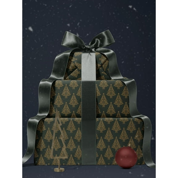 Green Christmas Wrapping Paper Tree Gift Wrap Christmas Wrapping Paper Roll Holiday Gift Wrap Christmas Present Holiday Decor for Birthday, Wedding, Holiday, Graduations, Celebrations