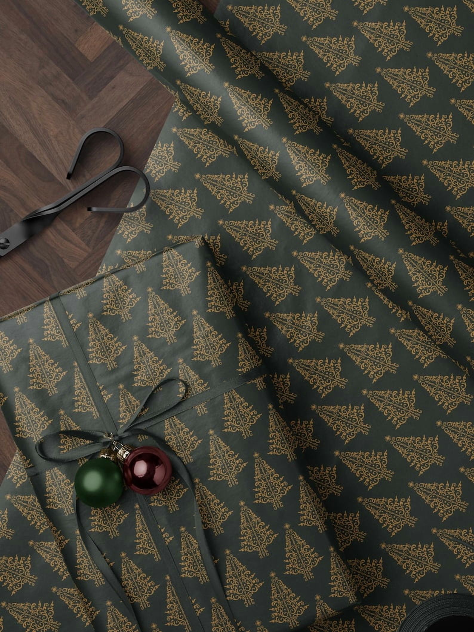 Green Christmas Wrapping Paper Tree Gift Wrap Christmas Wrapping Paper ...