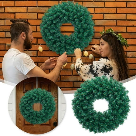 Green Christmas Wreath for Front Door 20 Inch DIY Plain Wreath Artificial Pine Xmas Wreath Base for Making Decorations Outdoor Indoor Wall Hanging Christmas Decor