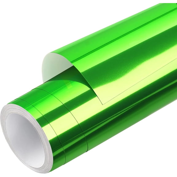 Green Chrome Vinyl,Chrome Mirror Vinyl Metallic No Bubble 12" x5ft,Green Permanent Adhesive Roll for Signs Lettering