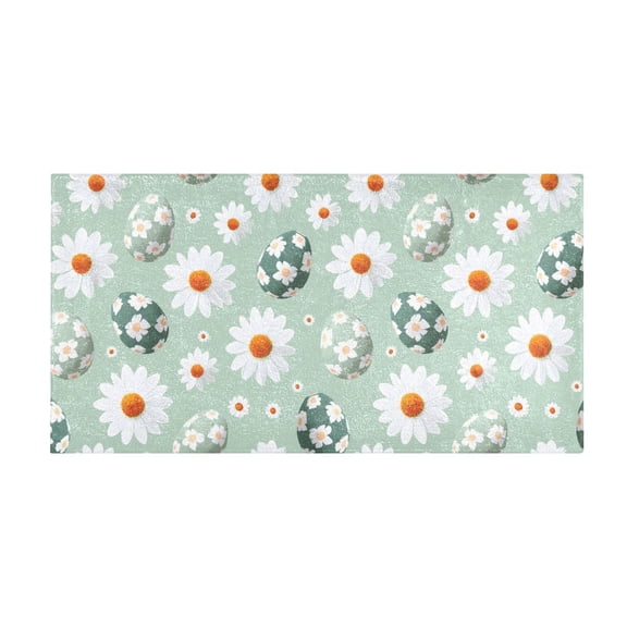 Green Chrysanthemum Egg Pattern Bath Mat 39x20 Inch Soft Absorbent Non-Slip Plush Bathroom Rug for Floor