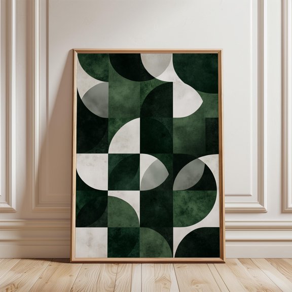 Green Circle Poster Geometric Shapes Poster , Poster Print Only