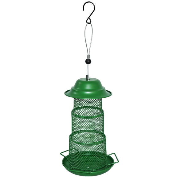 Green Circular Hanging Bird Feeder With Foldable Design For Garden Balcony Or Patio To Attract Wild Birds With Easy Refill