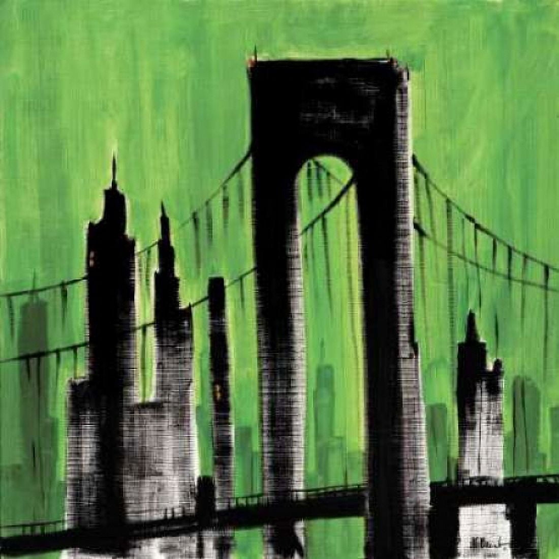 Green Cityscape Canvas Art - Paul Brent (24 x 24)