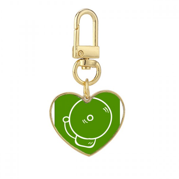 Green Class End Knock Gold Heart Keychain Metal Keyring Holder