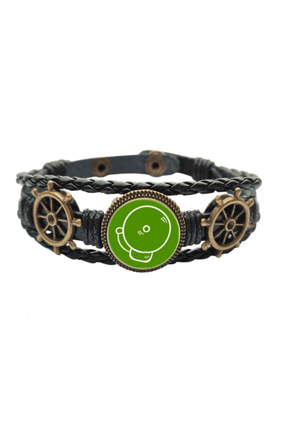 Green Class End Knock Leather Braided Ocean Bracelet Wristband