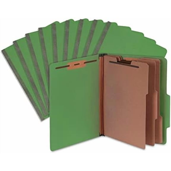 Green Classification Folders, 3 Dividers, Letter Size with 2 Inch Tyvek Expansions, Use for Organizing Medical Records & Client Files, 10 Pack$$Office