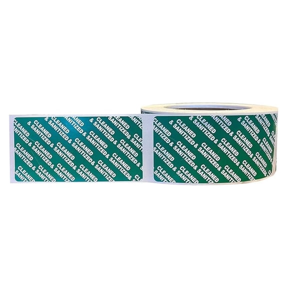 Green Cleaned and Sanitized Tamper Evident Seals, 2 x 4 Inch, 500 Total Labels