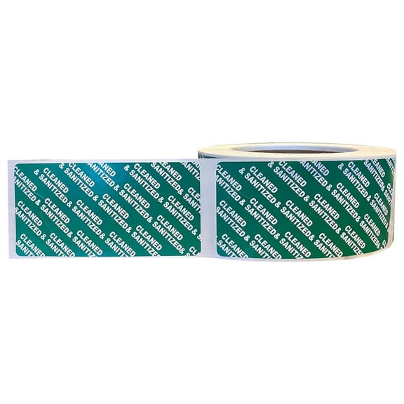 Green Cleaned and Sanitized Tamper Evident Seals, 2 x 4 Inch, 500 Total Labels