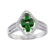 thumbnail image 1 of Green Clear CZ Flower Marquise Center Ring Sterling Silver Size 6, 1 of 4