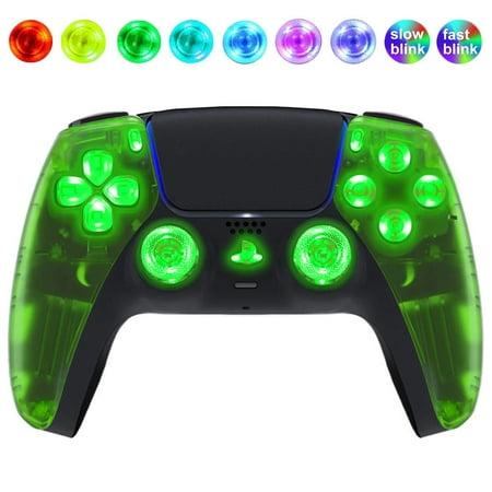 Green Clear Silent Modz LED Light Up Buttons Wireless Custom Controller for PS5