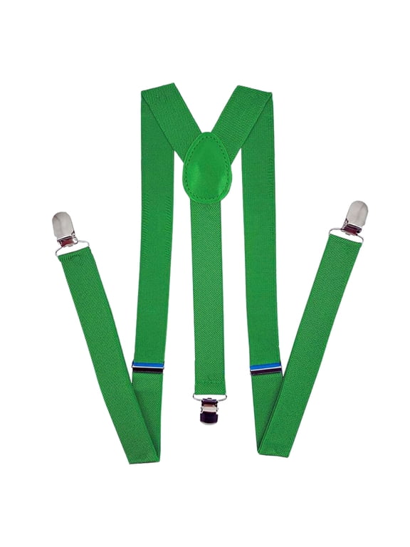 Green Clip on Suspender Elastic Y Shape Adjustable Brace for Men Women Clothing St Patricks Fashion Accessories Cosplay Show Wedding Birthday Outfit Party Costume Gift Supplies - 1 count