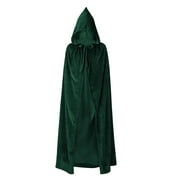 Green Cloak Kids Long Green Hooded Cape Costume Halloween Wizard Cloak Velvet Super Hero Capes in Party Dark Green 39.4"