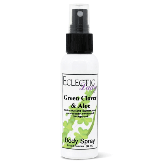 Green Clover And Aloe Body Spray, Eclectic Lady, Hydrating Mist, Unisex, 2 oz