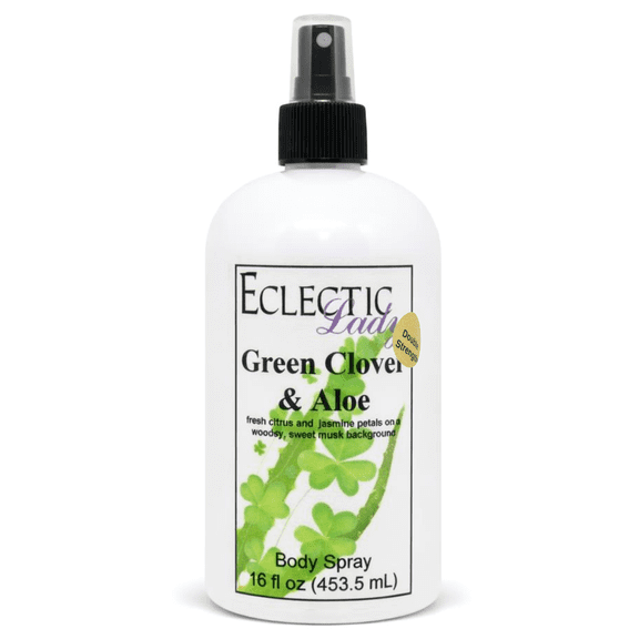 Green Clover And Aloe Body Spray, Eclectic Lady, Hydrating Mist, Unisex (Double Strength), 16 oz