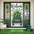 thumbnail image 1 of Green Clover Home Banner Black Plaid Plaid Backdrop Rustic Wooden Sweet Home Lettering Clover Display for Home Decoration St. Patrick's Day Living Room, 1 of 9