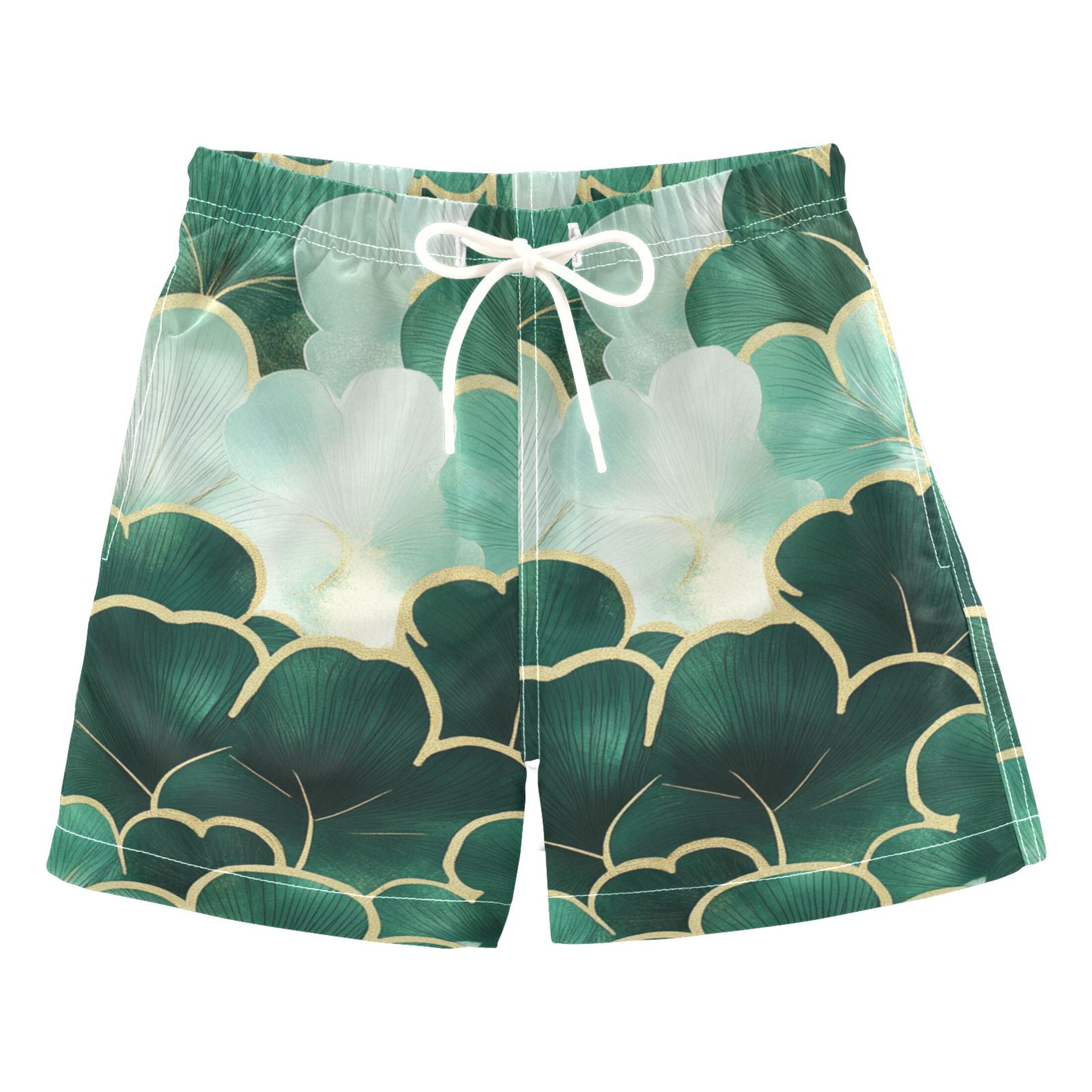 Green Clover Organic Material Wind Boys Swim Trunks Quick Dry Boy