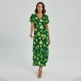 thumbnail image 1 of Green Clover Saint Patrick'S Day Printed Short Sleeve Maxi Dress, Irish St. Patrick'S Day Fashion Summer Maxi Dress For Women, 1 of 4