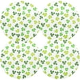 thumbnail image 1 of Green Clover on White Round Place Mats Set of 4, Heat Stain Insulation Table Mats Non-Slip Grid Woven Placemats 15.4 Inch for Kitchen Dining Table Holiday, 1 of 7