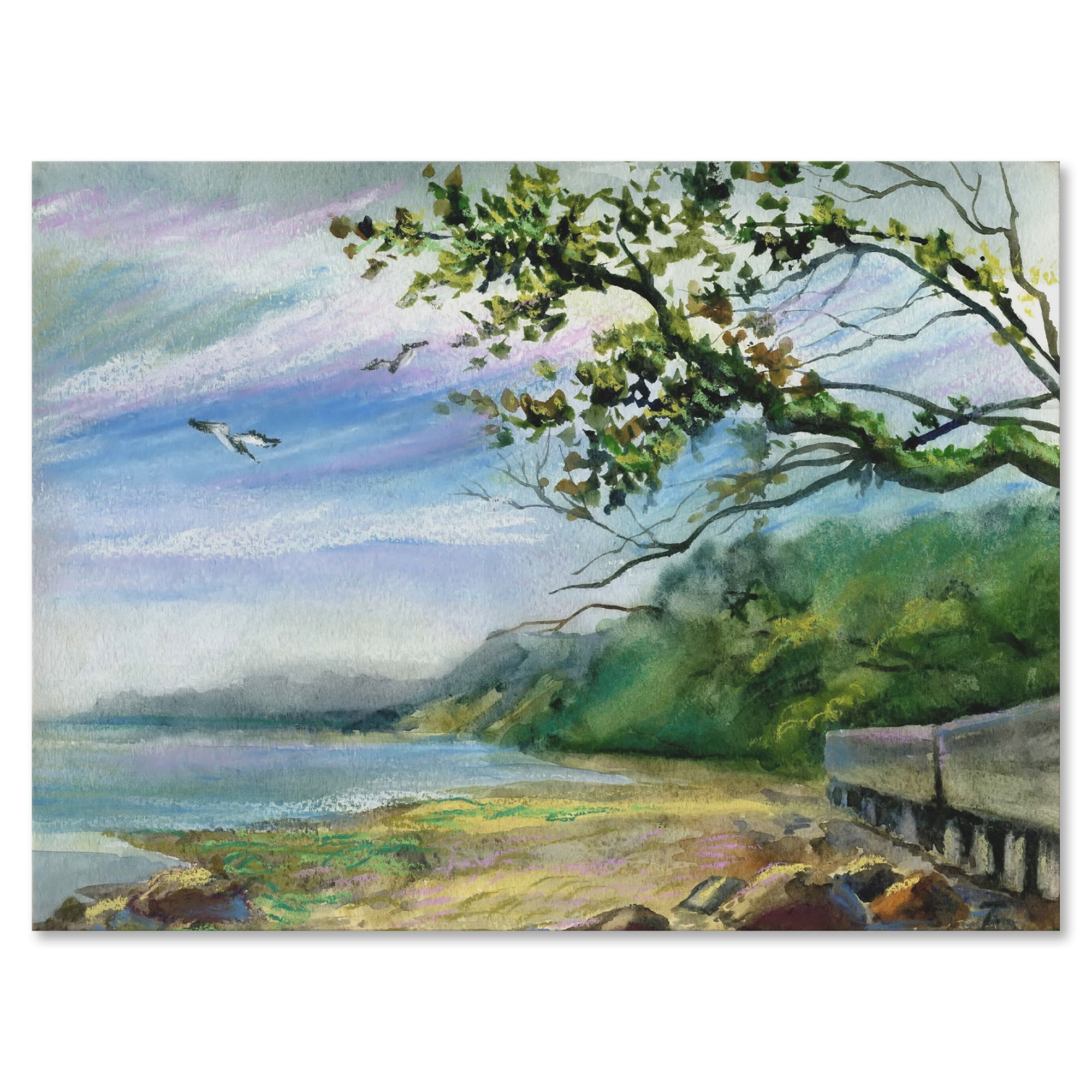 Green Coast of The Baltic Sea 32 in x 16 in Painting Canvas Art Print, by Designart