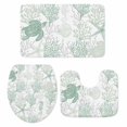 thumbnail image 1 of Green Coastal Bath Mat 3 Piece Bathroom Rug Set, Sea Turtle Nautical Coral Summer Beach Non Slip Bath Rug Contour Mat and Toilet Lid Cover, Absorbent Shower Mats Soft Bath Rugs and Mats Sets, 1 of 8