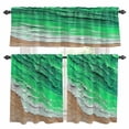 thumbnail image 1 of Green Coastal Beach Kitchen Curtains Sets for Windows 36 Inch Length, Summer Nautical Oil Painting Rod Pocket Window Treatments Tier Curtains and Valances Set for Bedroom/Bathroom, 1 of 8
